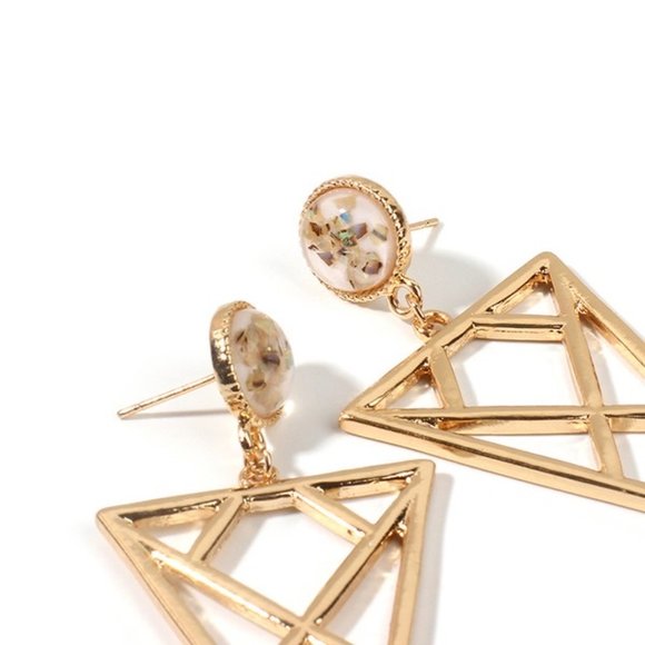 BOHO BABE GEOMETRIC OPAL DROP EARRINGS - Picture 4 of 4